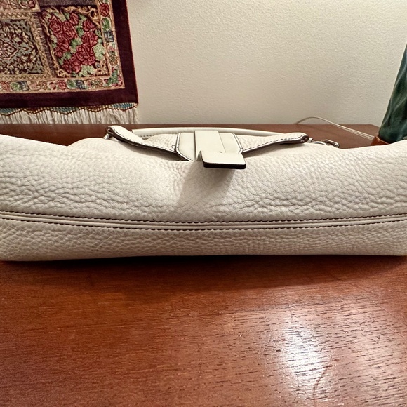 Tumi Winter White/ Ivory Flap Pebbled Leather Small Shoulder Tote Handbag - Picture 3 of 4